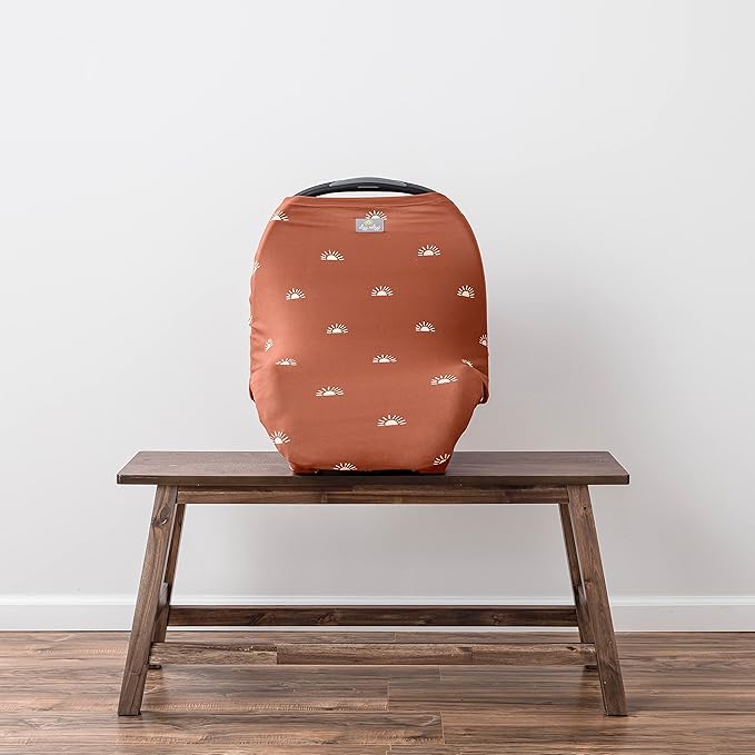 Itzy Ritzy 4-in-1 Nursing Cover, Car Seat Cover, Shopping Cart Cover & Infinity Scarf – Breathable, Multi-Use Nursing Cover Up for Breastfeeding, Carseat Canopy & Stroller Cover (Terracotta Sunrise)-CubbioJoy