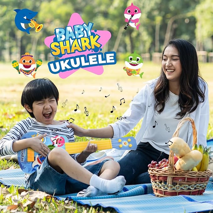 Baby Shark Kids Ukulele Musical Toys for Toddlers Party Guitar Ukulele Gift Play Instrument for Kids Boys Girls My First Musical Toy for Children-CubbioJoy