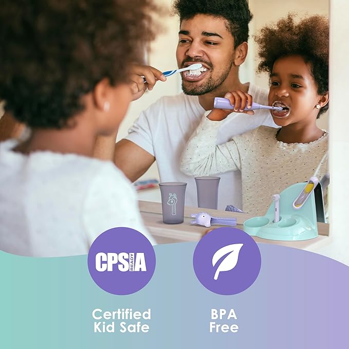 Brusheez Kids’ Electric Toothbrush Set - Safe & Effective for Ages 3+ - Parent Tested & Approved with Gentle Bristles, 2 Brush Heads, Rinse Cup, 2-Minute Timer, & Storage Base (Prancy The Pony)-CubbioJoy