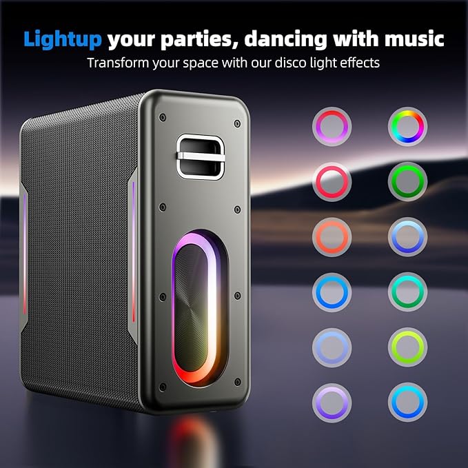 Karaoke Machine with 2 Wireless Microphones Portable Bluetooth Karaoke Machine for Adults Kids DSP Chip Karaoke Speaker with LED Lights Supports TWS TF Card USB AUX in-CubbioJoy