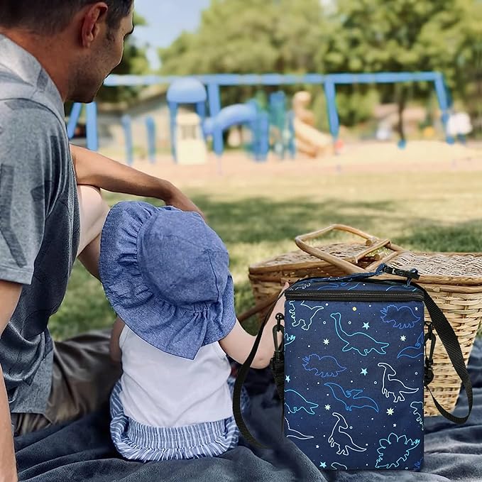 Breastmilk Cooler Bag with Ice Pack Fits 4 Bottles Up to 9 Ounce - Insulated Baby Bottle Cooler for Nursing Moms on the Go with Strap-CubbioJoy