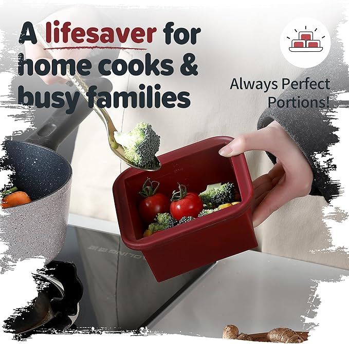 2-Cup Silicone Freezer Trays with Lids – Perfect for Meal Prep, Portion Control, and Easy Freezing-Meal Prep Container Molds for Soup,Leftovers (Cranberry, 2 Pack)-CubbioJoy