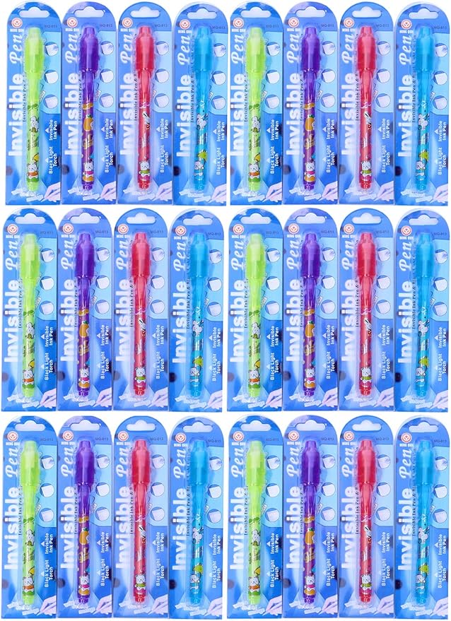 Invisible Ink Pen 24Pcs Spy Pen with UV Light Magic Marker Kid Pens for Secret Message and Birthday Party,Writing Secret Message for Easter Day Halloween Christmas Party Bag Gift-CubbioJoy