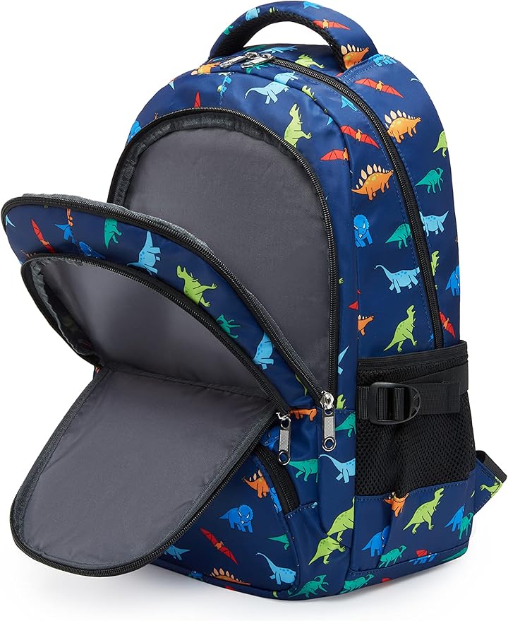 BLUEFAIRY Kids Backpack for Boys Elementary Primary Middle School Bags Back to School Bookbags Gifts Large Compartment with Tablet Sleeve Mochilas para niños 17" Dinosaur Navy Blue-CubbioJoy