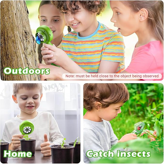 2 in 1 Kids Microscope with Bug Catcher,HD 500X Digital Microscope for Kids with 2" Screen,Photo and Video,STEM Educational Science Kit Learning Toys for Age 3-12 Girls & Boys Birthday Gifts (Green)-CubbioJoy