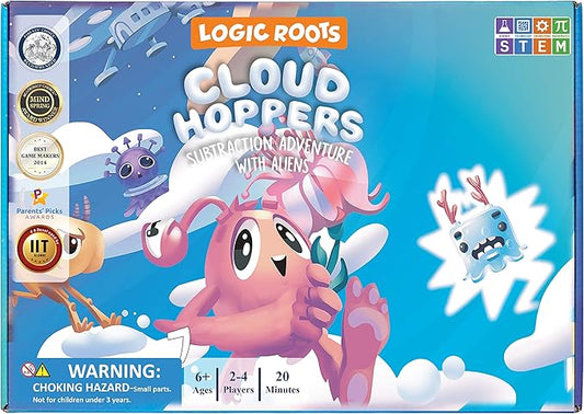 Cloud Hoppers Addition and Subtraction Game - Fun Math Board Game for 6-8 Year Olds, Easy to Play Educational Game for Kids at Home, Perfect STEM Toy Gift for Girls & Boys, Grade 1 & Up-CubbioJoy
