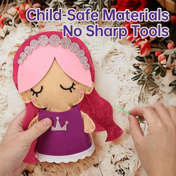 Cymbana Princess Felt Craft Kit for Girls Beginner Sewing Kit, Arts and Crafts for Kids Ages 8-12 Make Your Own Fashion Designer Kits-CubbioJoy