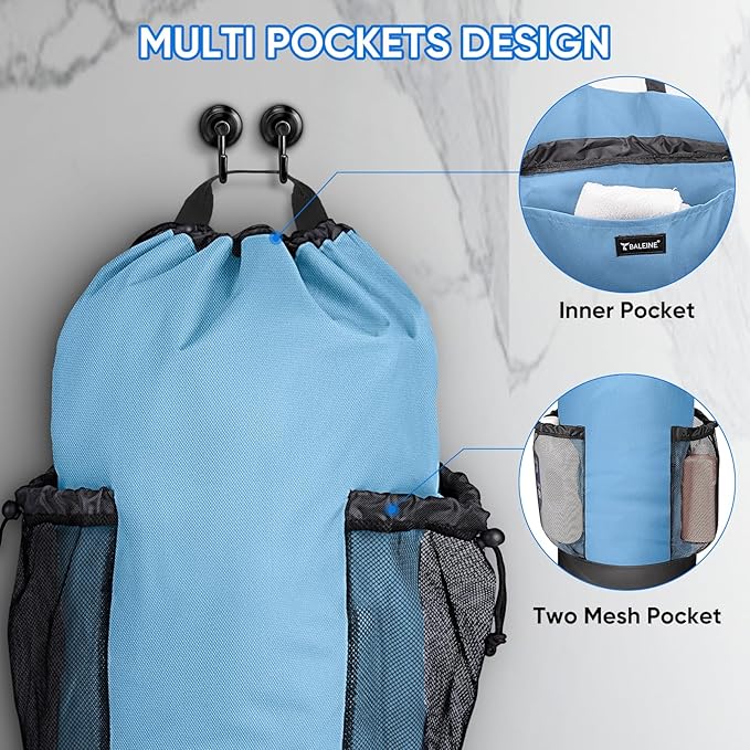 BALEINE 120L Laundry Bag Backpack, 900D Oxford Fabric Large Travel Laundry Bags with Shoulder Straps and 2 Mesh Pockets for College Dorm, Apartment, Laundromat (Blue, 120L)-CubbioJoy