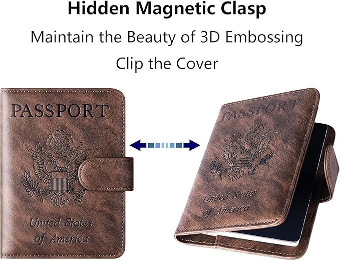 Airtag Passport Holder Cover Wallet Travel Essentials Leather Rfid Blocking Case Vacation Luggage Must Haves Travel Accessories for Men Women (117#Coffee)-CubbioJoy