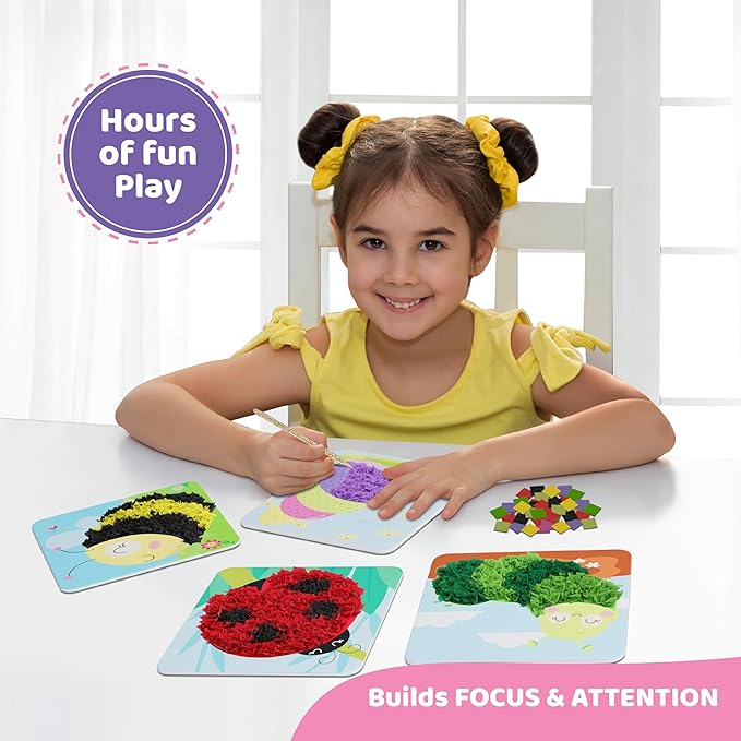 jackinthebox Poke Poke Art – Bugs Theme, Mess-Free Fabric Art and Craft, Flower Pressing Kits, Gift for Kids, Toys for Girls and Boys Ages 4 5 6 7 8-CubbioJoy