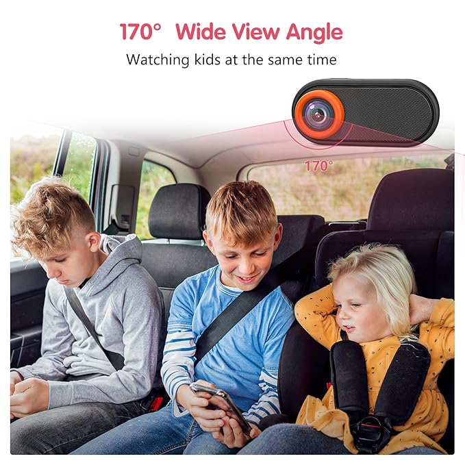 BM2 Car Camera for Baby, 5.2" 1080P Screen with 3X Zoom, Clear Rear-Facing View, 360° Rotating Lens, Easy Installation – Safety for Infants and Pets-CubbioJoy