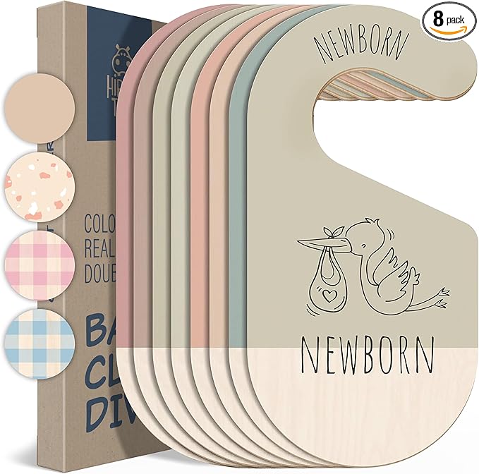 Baby Clothes Dividers For Closet - Wooden Baby Clothes Organizer Dividers for Boy & Girl, 8 Baby Closet Dividers by Size - Ideal Clothing Organizers-CubbioJoy