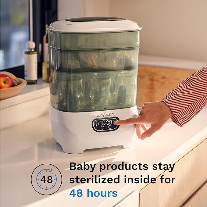Baby Brezza Bottle Sterilizer and Dryer Advanced – 33% Faster - Largest Capacity Steam Sanitizer - Universal Sterilization Machine for All Bottles + Pump Parts - HEPA Air Filter-CubbioJoy