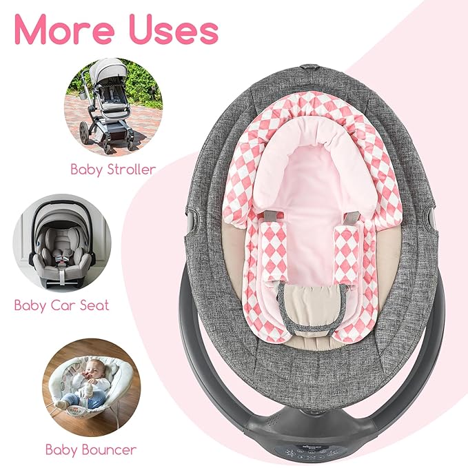 Baby Car Seat Head Support for Newborn, GFU 2 in 1 Infant Car Seat Head Body Support with Strap Pads, Soft Stroller Cushion Pillow Insert for Girls, Fits for Stroller, Swing, Pink-CubbioJoy