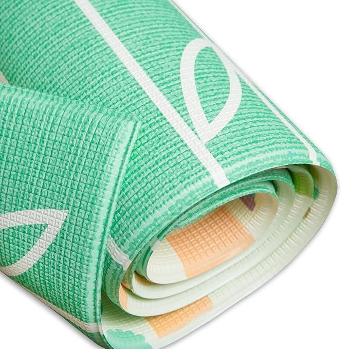 Baby Care Play Mat (Large, Sea Petals - Green) Original One-Piece Reversible Rollable Waterproof Play Mat for Infants, Babies, Toddler, and Kids-CubbioJoy