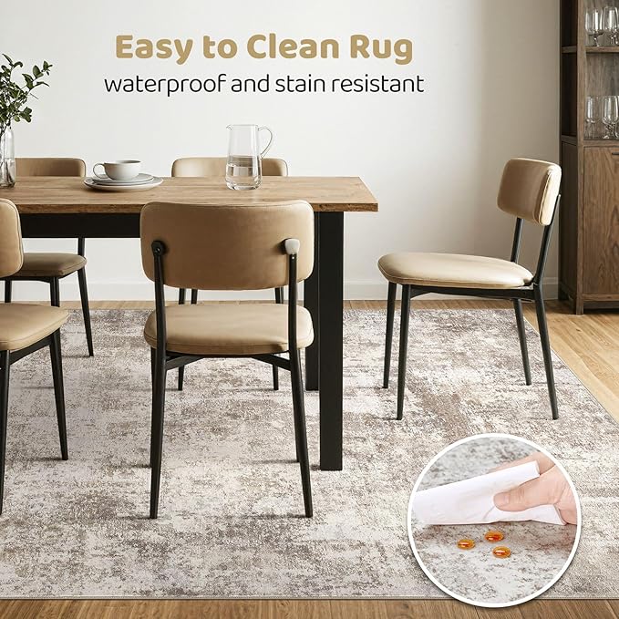 Area Rugs 9x12 Living Room: Washable Large Abstract Soft Rugs Stain Resistant Indoor Floor Non-Slip Accent Carpet for Women Modern Home Enthusiasts Aged 25-45 - Bedroom Nursery Playroom- Beige Brown-CubbioJoy