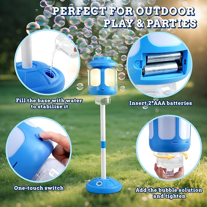 Bubble Machine for Kids Bubble Blower Maker with Lights and Music Automatic Bubble Stand Machine for Parties Birthday Wedding Toddlers Kid Summer Outdoor Toys-CubbioJoy