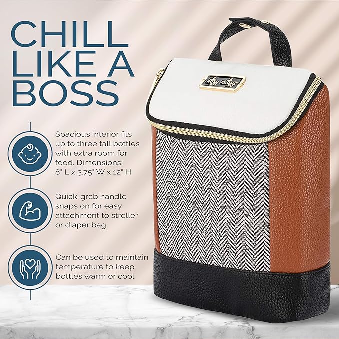 Itzy Ritzy Insulated Bottle Bag – Keeps Bottles Warm or Cool - Holds 3 Bottles & Features Interior Pocket For Ice Pack (Not Included), Coffee and Cream-CubbioJoy