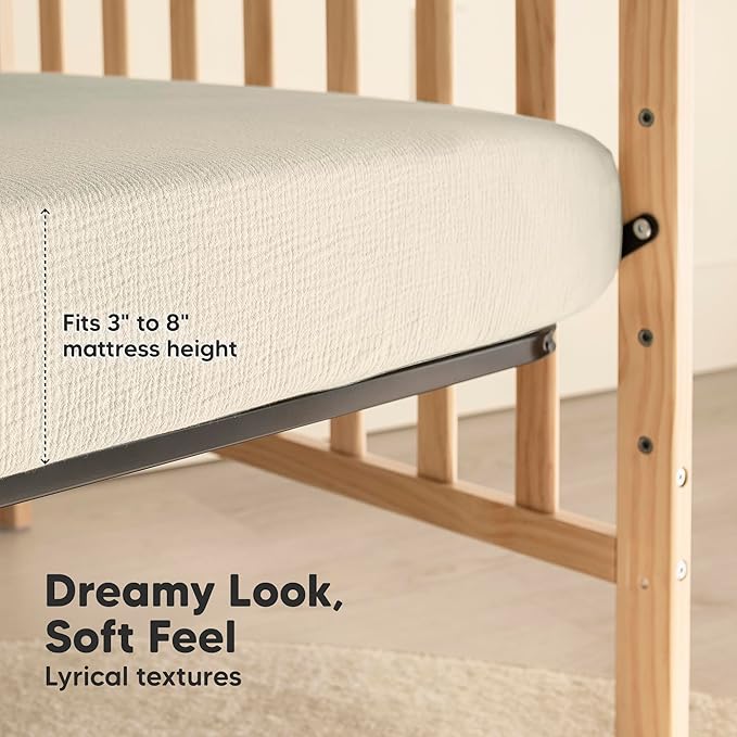 KeaBabies 2-Pack Muslin Crib Sheets for Boys, Girls - 100% Organic Cotton Fitted Baby Crib Mattress Sheet, Soft Breathable Standard Toddler Bed Cover Bedding Set, Neutral, Durable 52x28 (Willow)-CubbioJoy