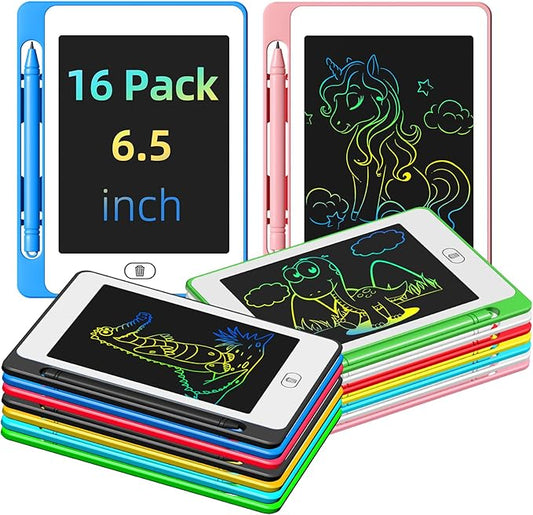 16 Pack LCD Writing Tablet for Kids, 6.5 Inch Colorful Doodle Board Drawing Tablet, Erasable Reusable Electronic Drawing Pads, Educational Learning Toys Birthday Gifts for Girls Boys Age 3 4 5 6 7 8-CubbioJoy