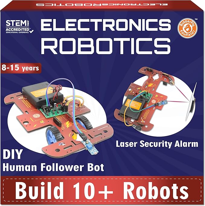 Butterfly EduFields 10-in-1 STEM Robotics Kit for Kids Ages 8-14 | Electronics & Engineering Science Kit with Circuit Board Projects | Educational Robot Building Kit-CubbioJoy