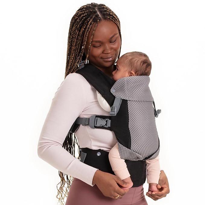 Beco Gemini Baby Carrier from Newborn to Toddler - Certified Ergonomic Newborn Baby Carrier for Infants and Children of 7-35 lbs - M Shape, Adjustable Seat, Breathable 3D Mesh (Cool Black)-CubbioJoy