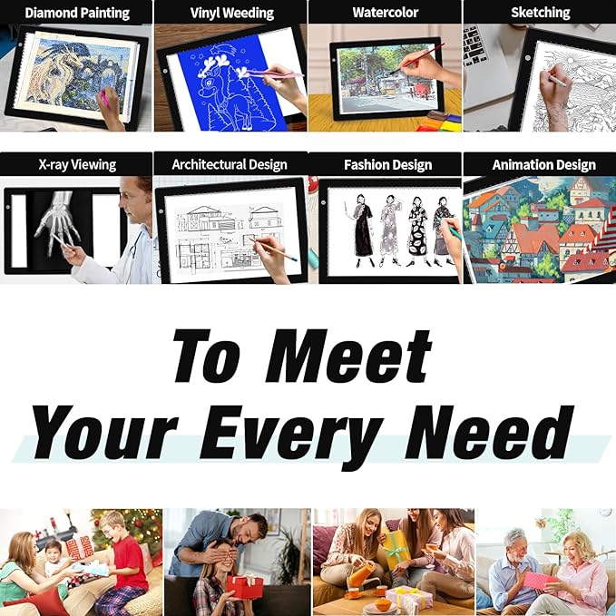 A4 Light Box for tracing,Ultra-Thin Magnetic led Light pad for Drawing,Stepless dimming lightbox for Sketching,Tattoo, Light Table for Artists,Diamond Painting,X-ray Viewing-CubbioJoy