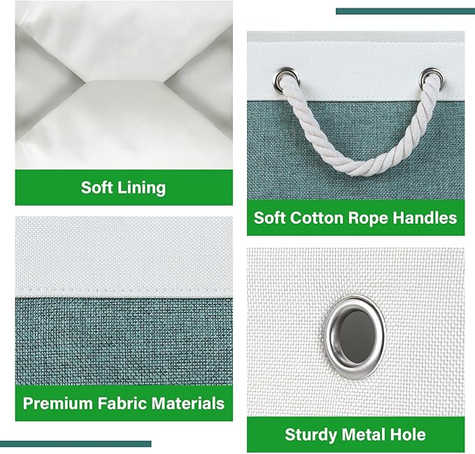 Bidtakay Fabric Storage Baskets for Shelves 3 Pack Large Storage Bins for Organizing Linen Collapsible Organizer for Closet-Deep Green-CubbioJoy