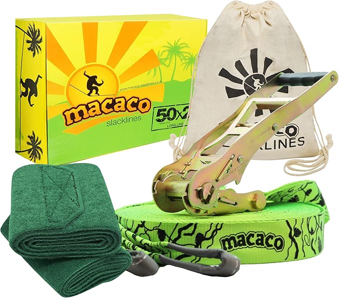 85ft Slackline Kit for Kids and Adults | Beginner Friendly Slackline | Slack Line Set with Tree Protectors, Cotton Carry Bag & Steel Ratchet | Outdoor Gym for Kids-CubbioJoy