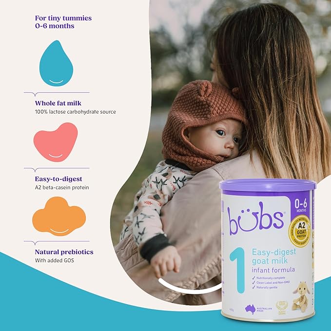Bubs Goat Milk Infant Formula Stage 1, Infants 0-6 months, Made with Fresh Goat Milk, 14.1 oz-CubbioJoy