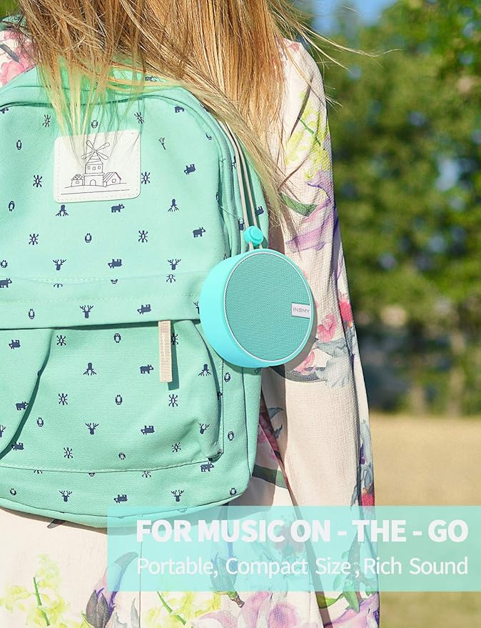 INSMY C12 IPX7 Waterproof Shower Bluetooth Speaker, Portable Small Speaker, Speakers Bluetooth Wireless Loud Clear Sound Support TF Card Suction Cup for Outdoor Kayak Canoe Beach Gift (Mint)-CubbioJoy