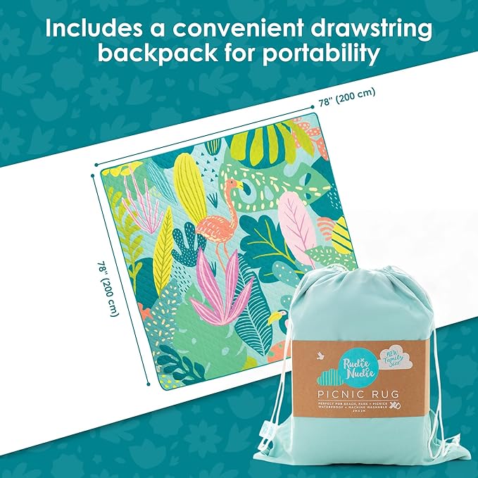 Jumbo Picnic Rug, Premium Large Picnic Mat, 6'7" x 6'7", Outdoor Waterproof Picnic Blanket Beach Mat, Foldable & Waterproof, Picnic Blankets Ideal for Beach & Park, Outdoor Blanket-CubbioJoy