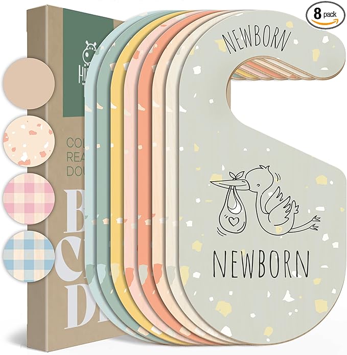 Colorful Baby Size Closet Dividers - Wooden Baby Clothes Organizer for Nursery Decor, Storage & Organization - 8 Pcs of Baby Closet Dividers Ideal as Neutral Nursery Storage Organizers-CubbioJoy