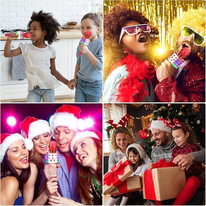 BlueFire 4 in 1 Karaoke Wireless Microphone with LED Lights, Portable Microphone for Kids, Great Gifts Toys for Kids, Girls, Boys and Adults (Red)-CubbioJoy