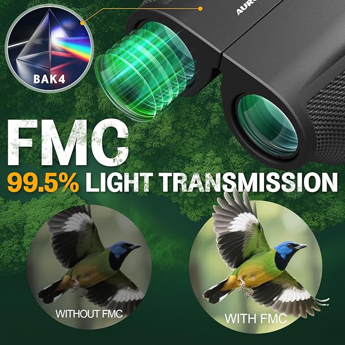 12x32 Compact Binoculars for Adults Kids - Aurosports Small Binoculars for Birdwatching - High Power Easy Focus Lightweight Binocular for Traveling Hunting Cruise Ship Hiking-CubbioJoy
