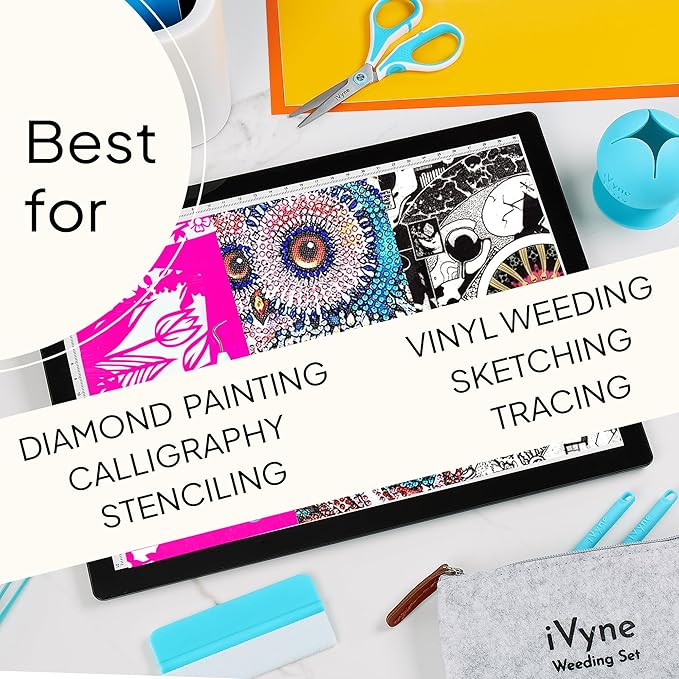 iVyne Corded Light Pad for Weeding Vinyl - A4 Light Box for Drawing - Light Board for Tracing - Light Box for Diamond Painting, Weeding Vinyl, Sketching, Tracing (Black)-CubbioJoy