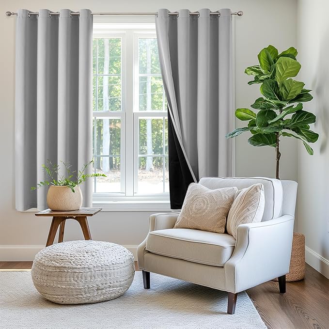 ChrisDowa Custom 100% Blackout Curtains for Bedroom with Black Liner, Double Layers Total Blackout Thermal Insulated Grommet Window Curtains 1 Panel (Custom Size and Color)-CubbioJoy