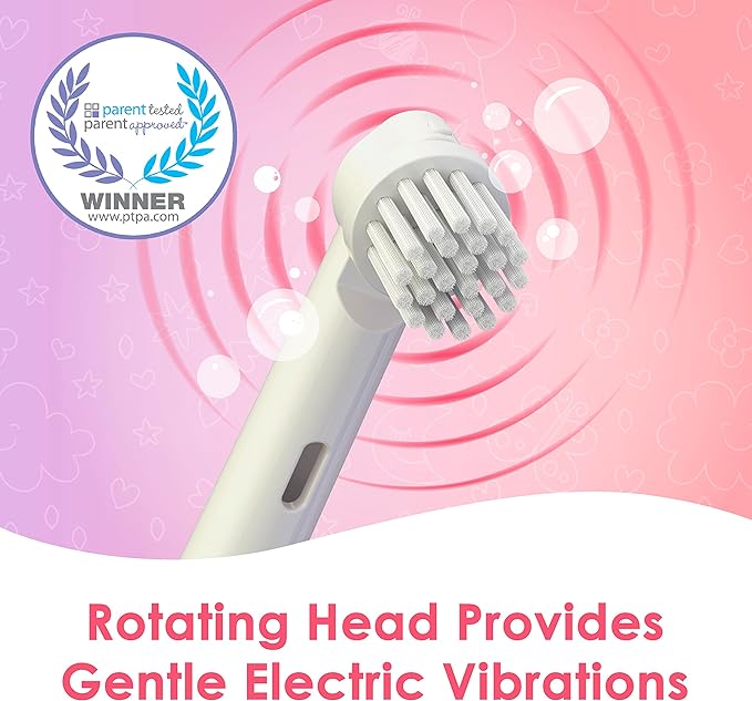 Brusheez Kids’ Electric Toothbrush Set - Safe & Effective for Ages 3+ - Parent Tested & Approved with Gentle Bristles, 2 Brush Heads, Rinse Cup, 2-Minute Timer, & Storage Base (Sparkle The Unicorn)-CubbioJoy