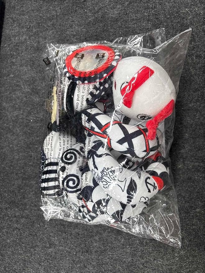 Car Seat Toys for Babies, 0-6 Months Stroller Activity Black White Baby Spiral Plush Toys Newborn High Contrast Sensory Carseat Toys with 4 Pendants Hanging Boys Girls Gift-CubbioJoy