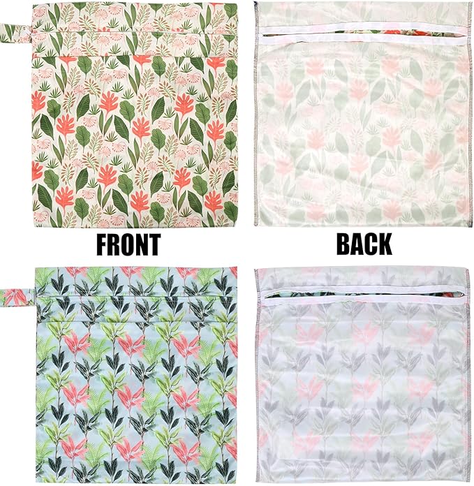 2pcs Cloth Diaper Wet Dry Bags, Waterproof Reusable Wet Bag with 2 Zipper Pockets & Handle, Washable Laundry Bags for Baby Adult Clothes Travel Beach Pool Daycare Yoga Gym Exercise Swimsuits,-CubbioJoy