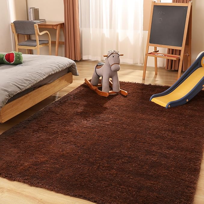 5x7 Area Rug, Luxury Rugs for Living Room, Ultra Soft Rugs for Bedroom, Non-Slip Indoor Carpet for Nursery, Kids Room, Playroom, Home Decor, Brown-CubbioJoy