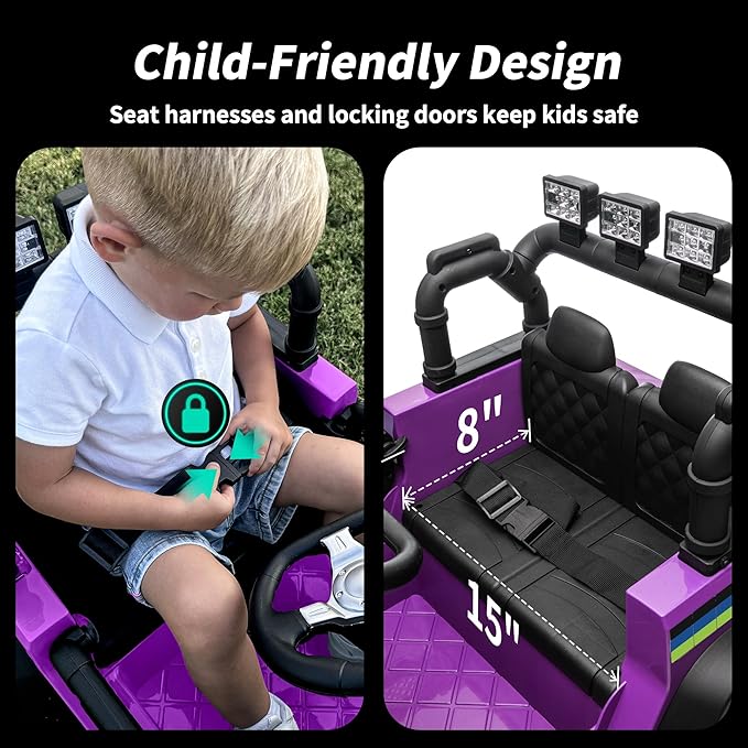 24V Kids Ride on Car, Kids Electric Vehicles Car Ride on Toy Truck for Toddlers w/Remote Control, 400W Motor - Purple-CubbioJoy