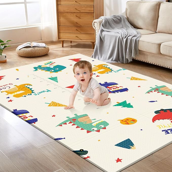 Baby Play Mat, 74 x 50 Inch Play Mat Perfect for Use Baby Playpen, Foldable Baby Foam Playmat for Floor, Portable Waterproof Activity PlayMats for Babies, Infants and Toddlers-CubbioJoy