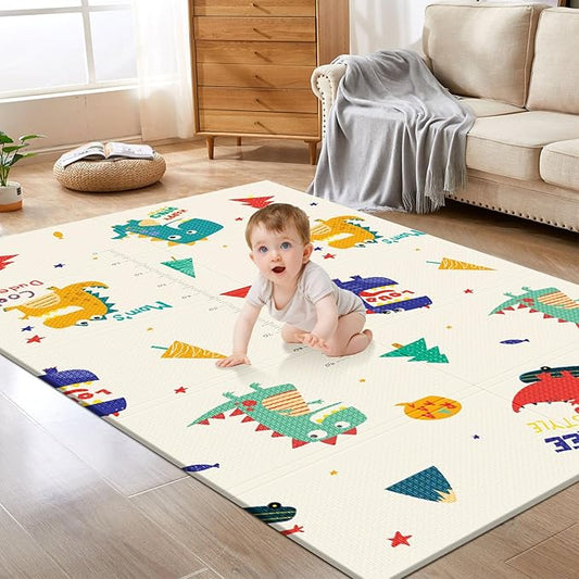 Baby Play Mat, 74 x 50 Inch Play Mat Perfect for Use Baby Playpen, Foldable Baby Foam Playmat for Floor, Portable Waterproof Activity PlayMats for Babies, Infants and Toddlers-CubbioJoy