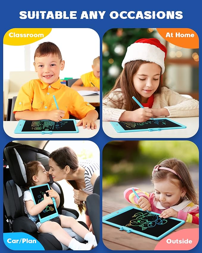 Bravokids Toys for 3-6 Years Old Girls Boys, LCD Writing Tablet 10 Inch Doodle Board, Electronic Drawing Pads, Educational Birthday Gift for 3 4 5 6 7 8 Years Old Kids Toddler (Blue)-CubbioJoy