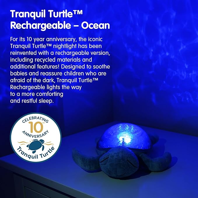 Cloud b Ocean Projector Nightlight with 2 White Noises & 2 Soothing Sounds | Adjustable Settings | Cry Sensor | Tranquil Turtle - Ocean (Rechargeable)-CubbioJoy