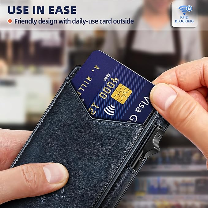 BULLIANT Men Wallet,Money Clip Wallet Slim For Gift Men 9Cards-Metal Credit Card Case in Magnetic Leather Flip-CubbioJoy