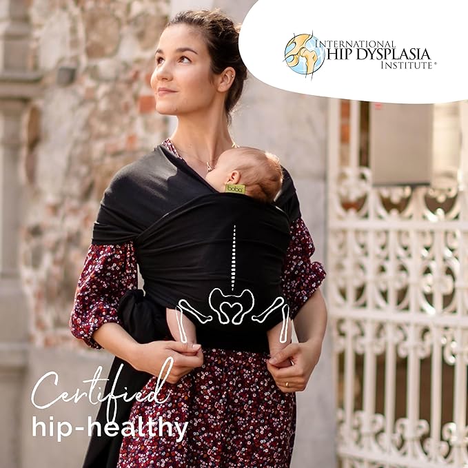 Boba Baby Wrap Carrier – Original Baby Sling Carrier for Newborns (7–35 lbs), Soft, Secure, Hands-Free & Ergonomic, Ideal for Comfortable Bonding, New Parents (Black)-CubbioJoy