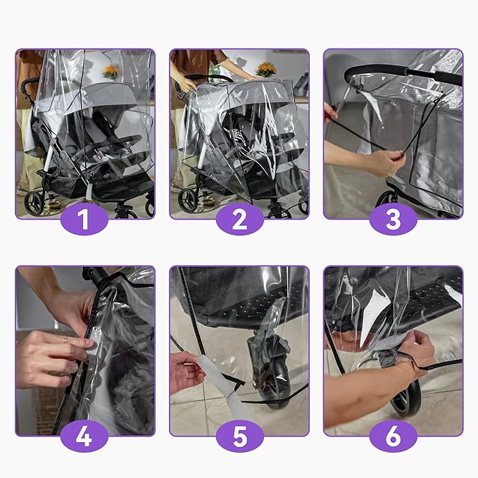 bemece Double Stroller Rain Cover, Weather Shield Double Stroller for Side by Side Seats Twin Stroller, Baby Outdoor Activities Accessories, Protects Children from Rain, Snow, Wind-CubbioJoy