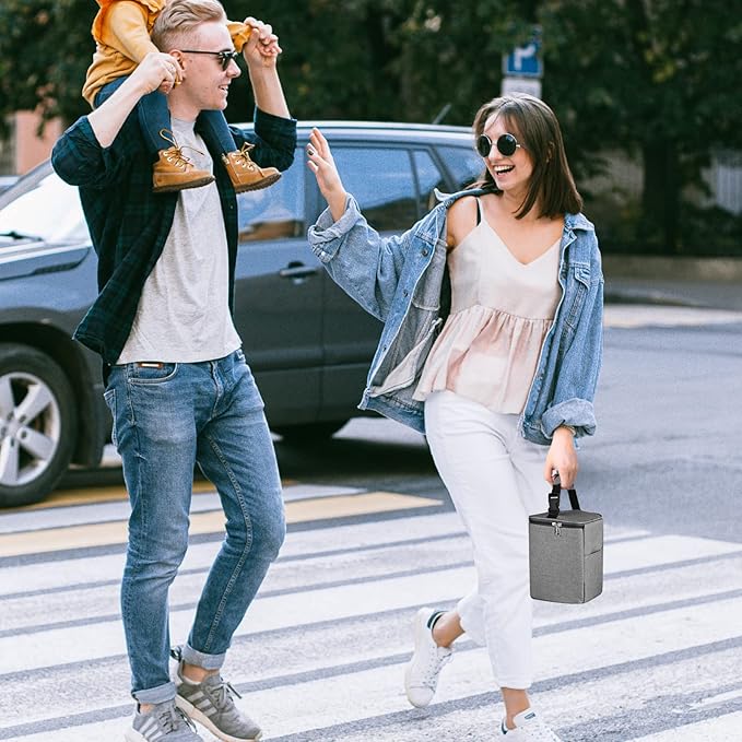 Accmor Breastmilk Cooler Bag with Ice Pack, Baby Bottle Cooler Bags, Insulated Tote Bags On The Go, Fits 4 Large 8oz Bottles, for Nursing Mom Daycare Travel, Grey-CubbioJoy